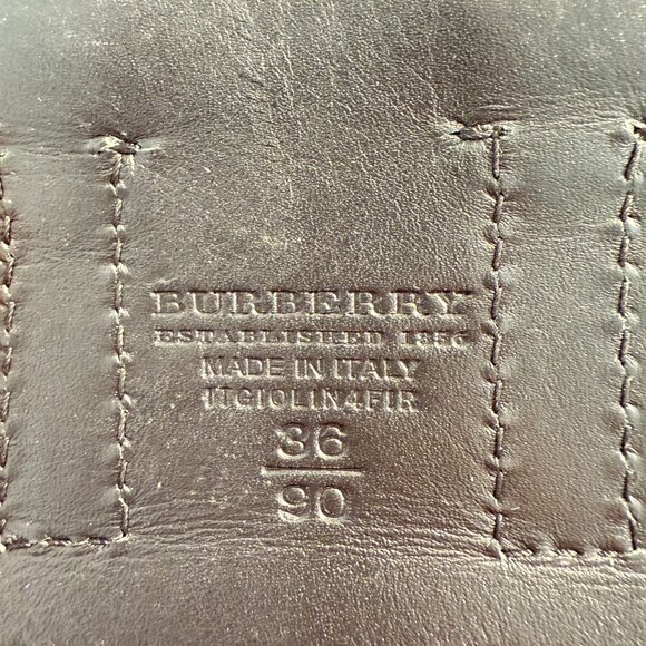 AUTHENTIC UNIQUE BURBERRY BLACK LEATHER WIDE FASHION BELT 36 90 - Picture 9 of 9